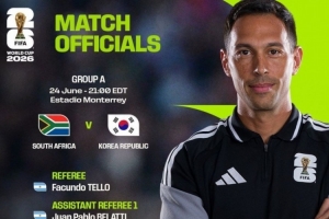 世界杯A组第3轮南非VS韩国裁判安排，阿根廷裁判组领衔