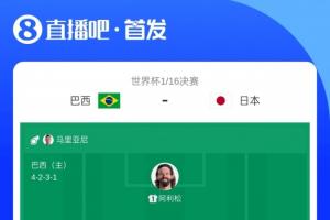 首发身价对比：巴西5.1亿欧，日本1.5亿欧；巴西是日本的3.4倍